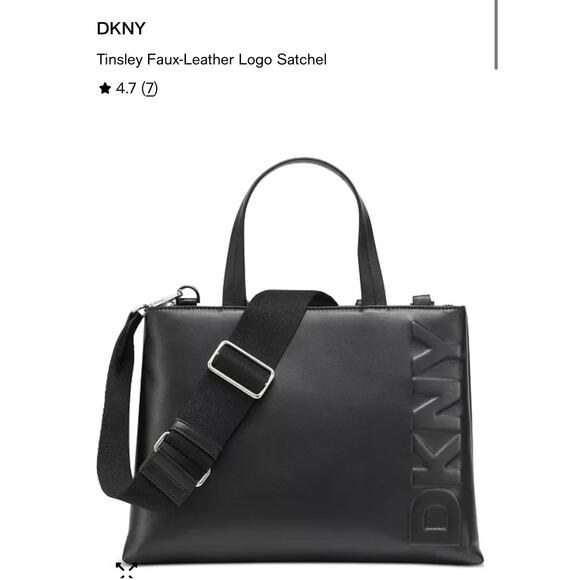 Dkny Handbags - DKNY Faux Leather Large Logo Briefcase Tote Black Office Bag Removable Straps